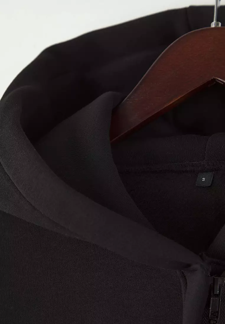 Fleece Lined Half Placket Hooded Sweatshirt
