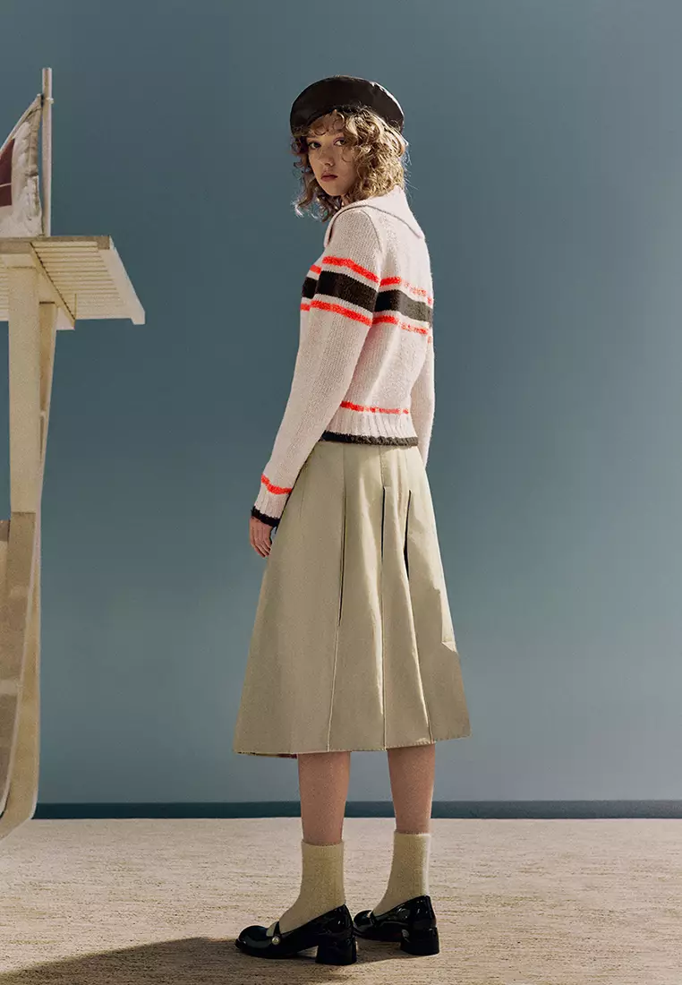 UR春季新款女装都市时髦气质风A字显瘦百褶半裙UWU540011