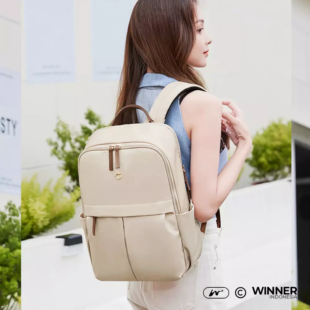 WINNER Tas Ransel Laptop 15,6 inch Oxford Anti-Air Backpack Korean Style (T14-030-9927) Warna Khaki 15,6 inch