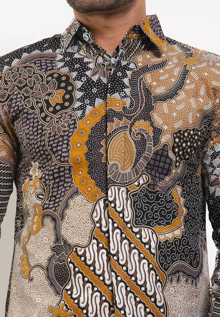 Mahendra Kemeja Batik Premium Pria Casual Modern Lengan Panjang