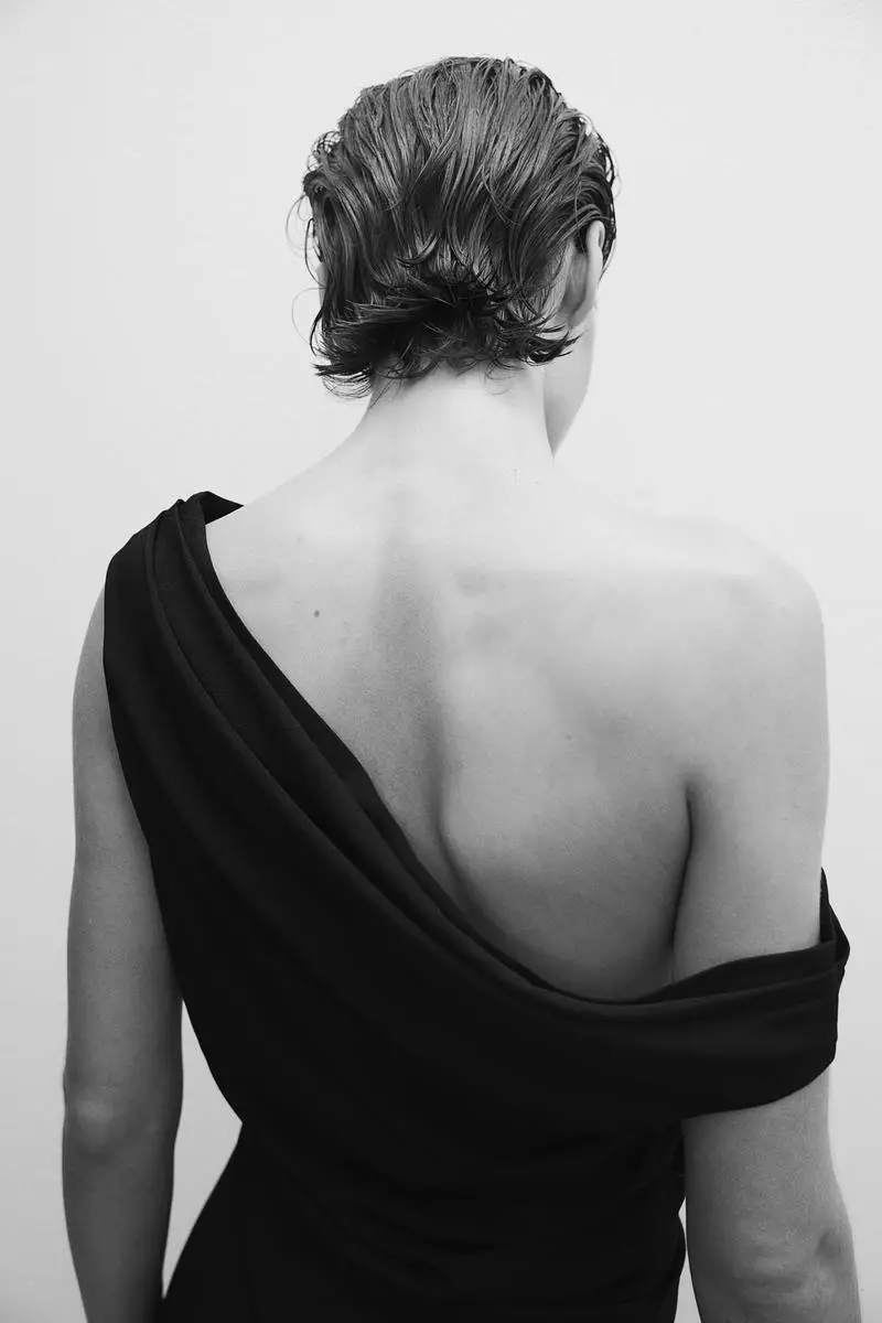 Draped one-shoulder dress