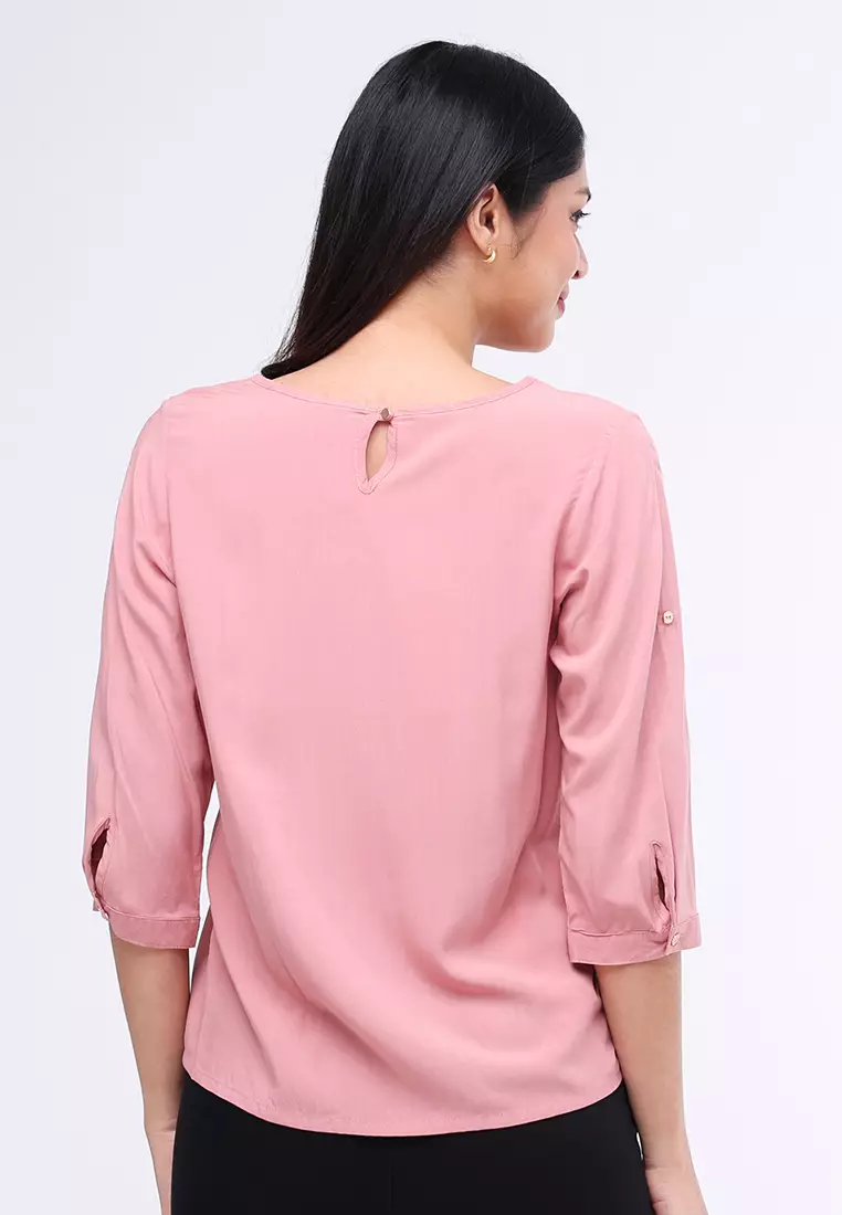 Buy Crissa Woven Plain Rayon 3/4 Blouse 2024 Online | ZALORA Philippines