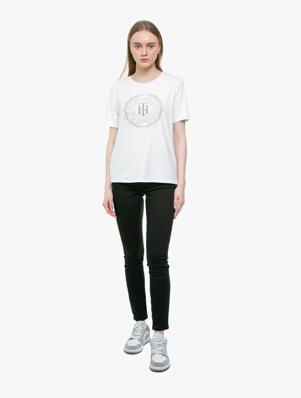 Tommy Hilfiger - CREST LOGO OPEN NECK T-SHIRT - White - white