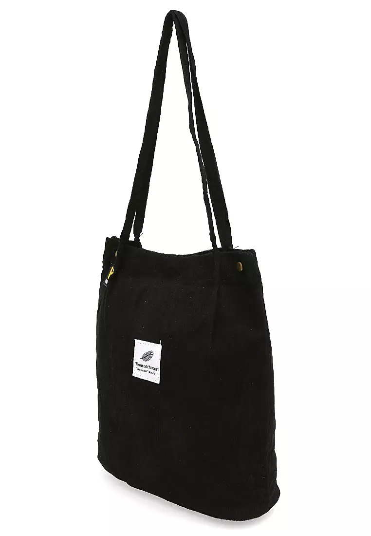 Millane Totebag Wanita Polos Kasual Large Storage Material Soft Corduroy ORIGINAL - Black