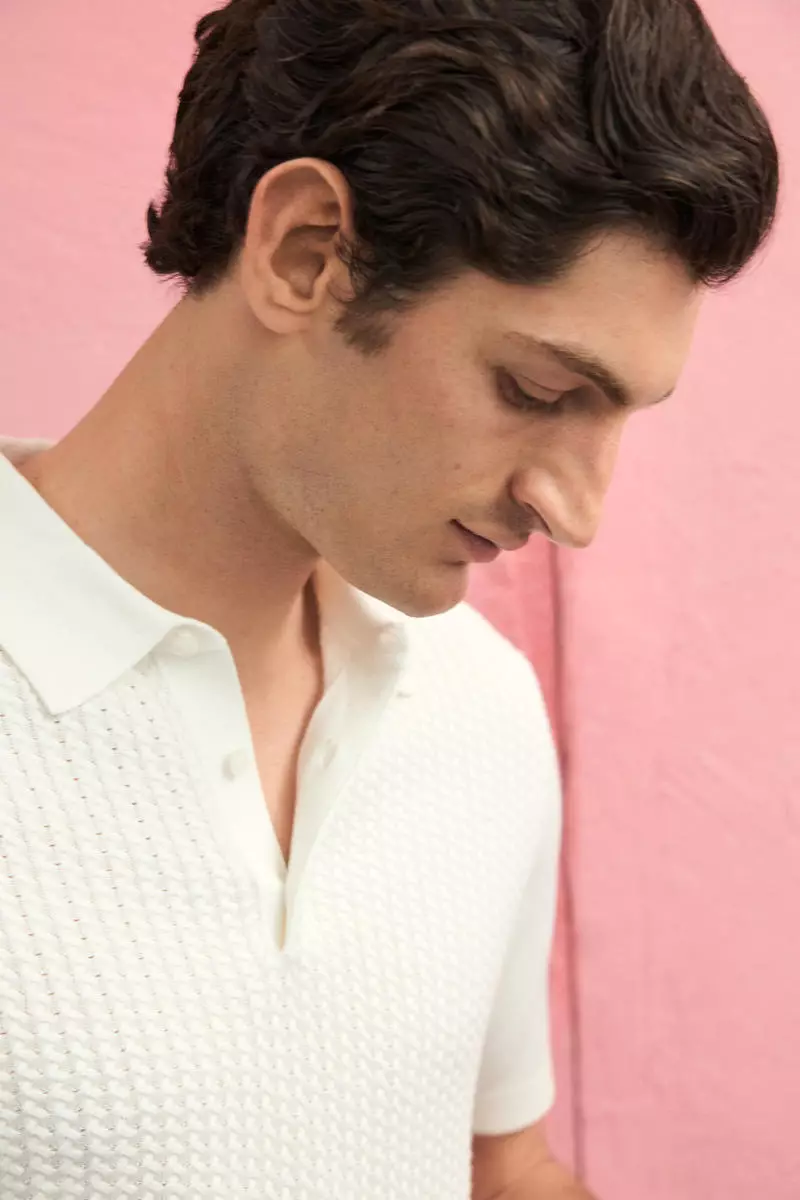 Slim Fit Cable-knit polo shirt