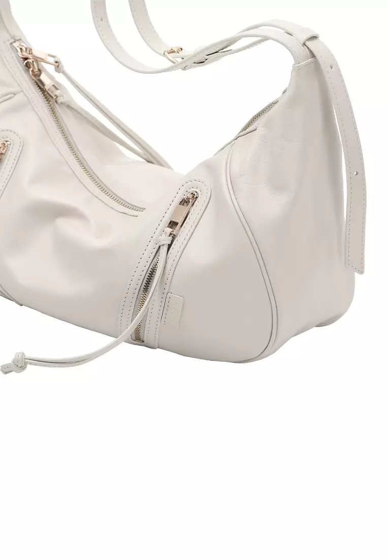 Ursula V11 2-Way Drape Hobo / Crossbody Bag - Cream Beige
