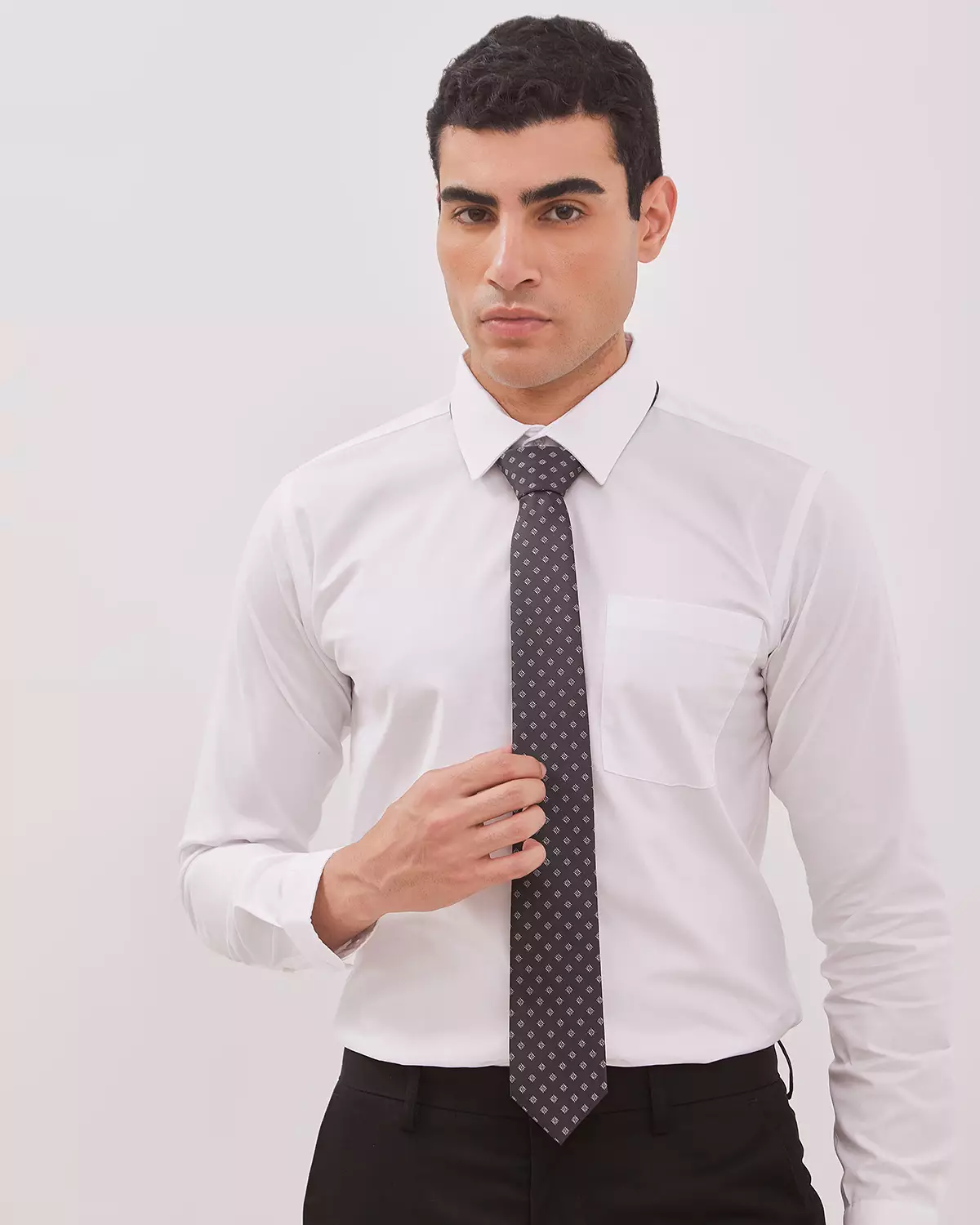 MEN'S FORMAL GRAY POLKA DOT PATTERN TIE