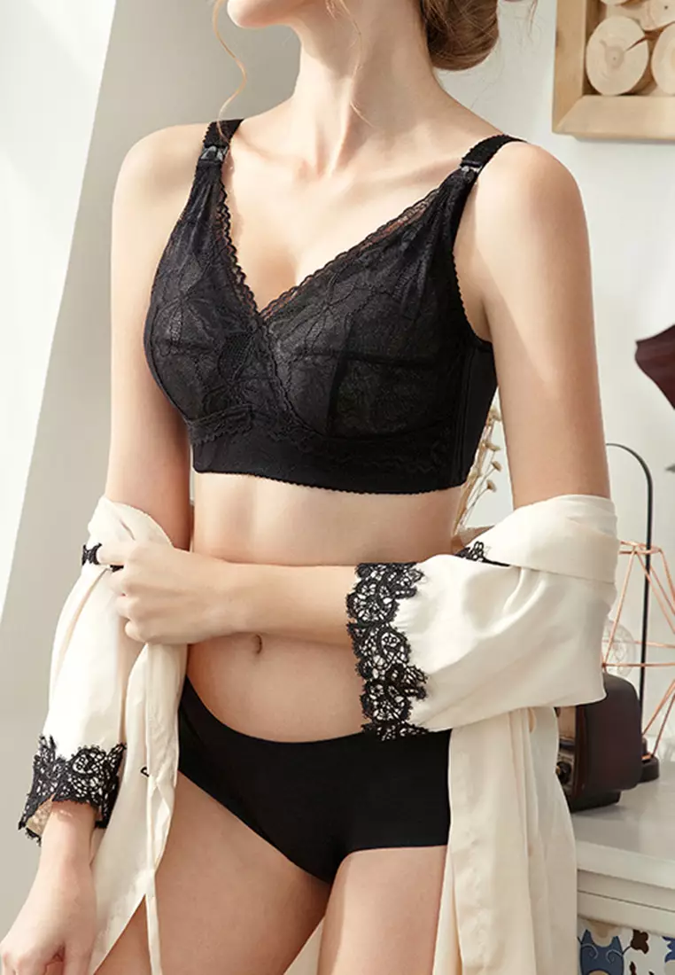 Buy ZITIQUE Women's Latest Korean Style Non-wired Lace Bra - Black