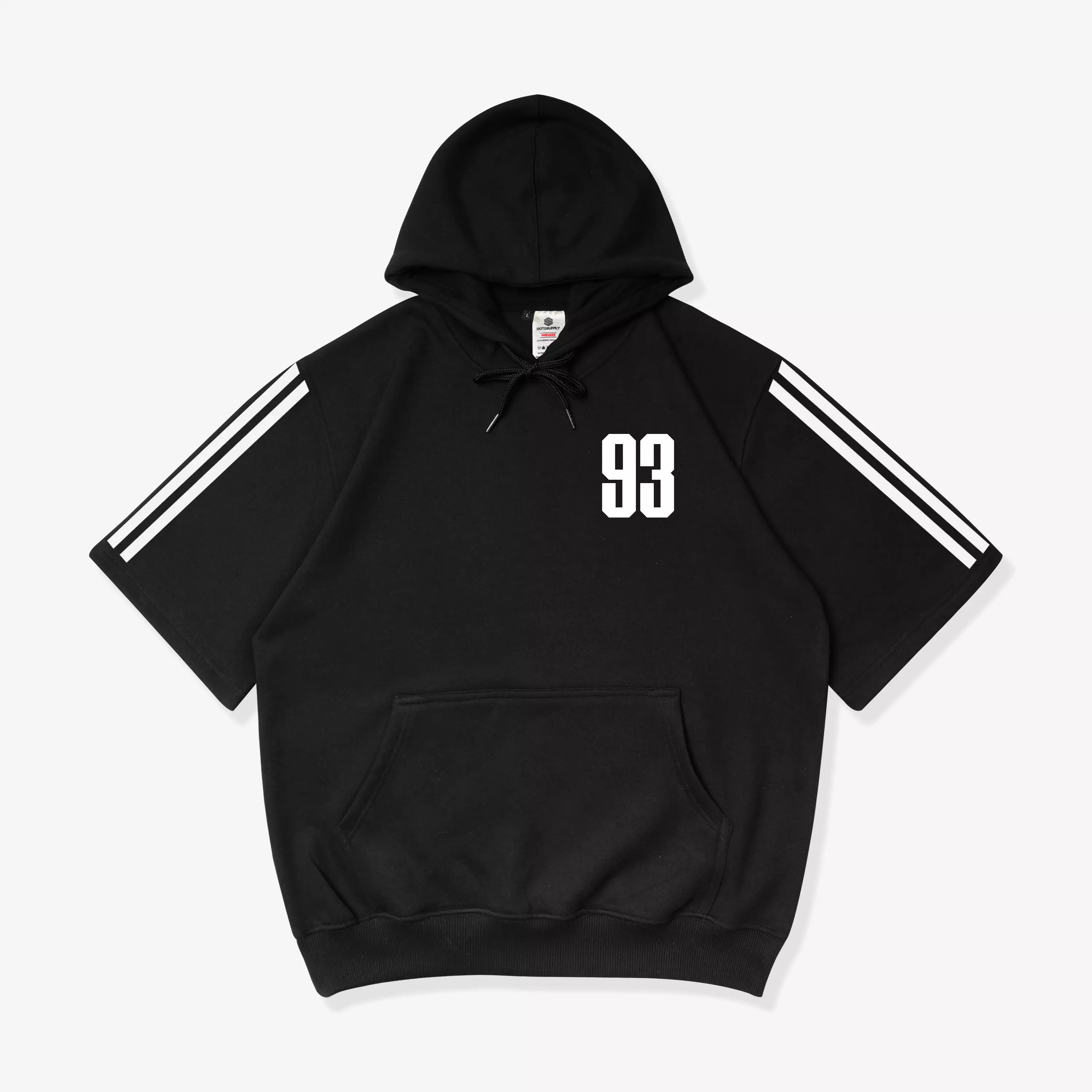 OOTDSUPPLY - Pullover Hoodie Short Sleeves Mirage 93 Black | Hoodie Pria & Wanita HDLP004