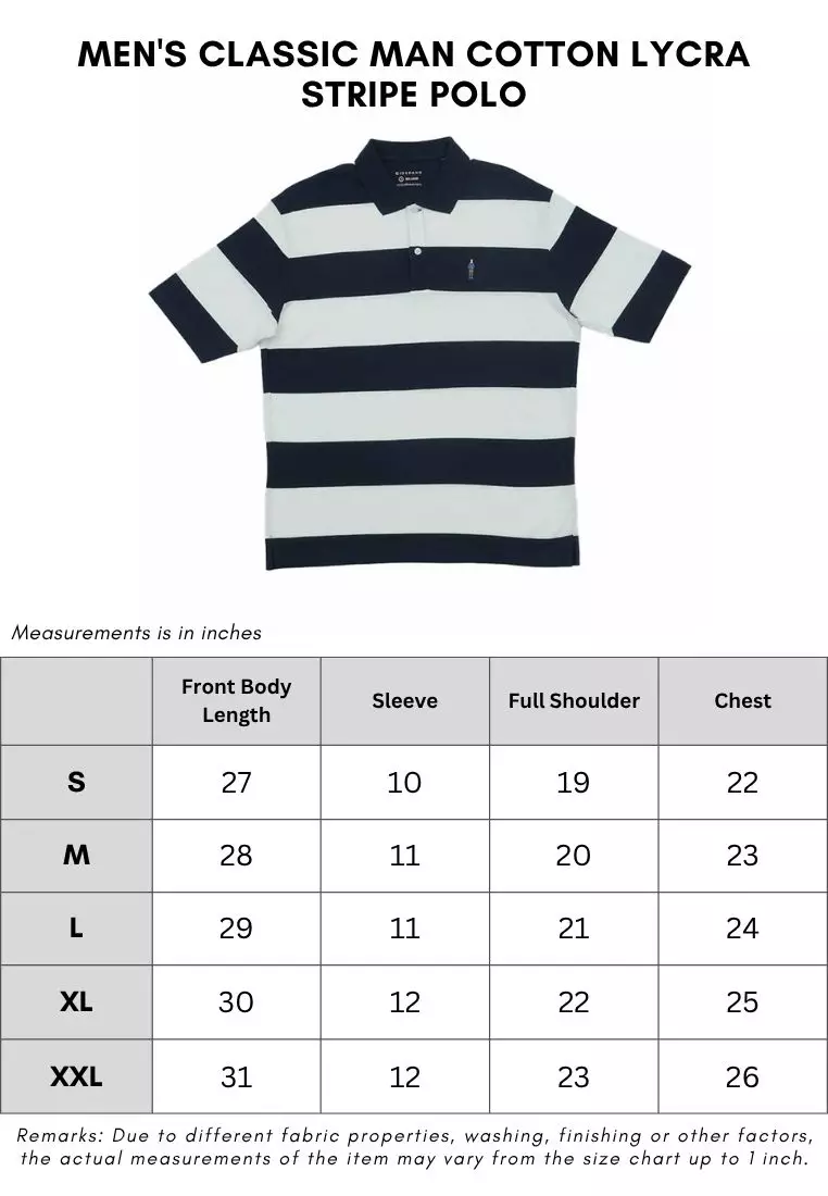 Men's Classic Man Cotton Lycra Stripe Polo
