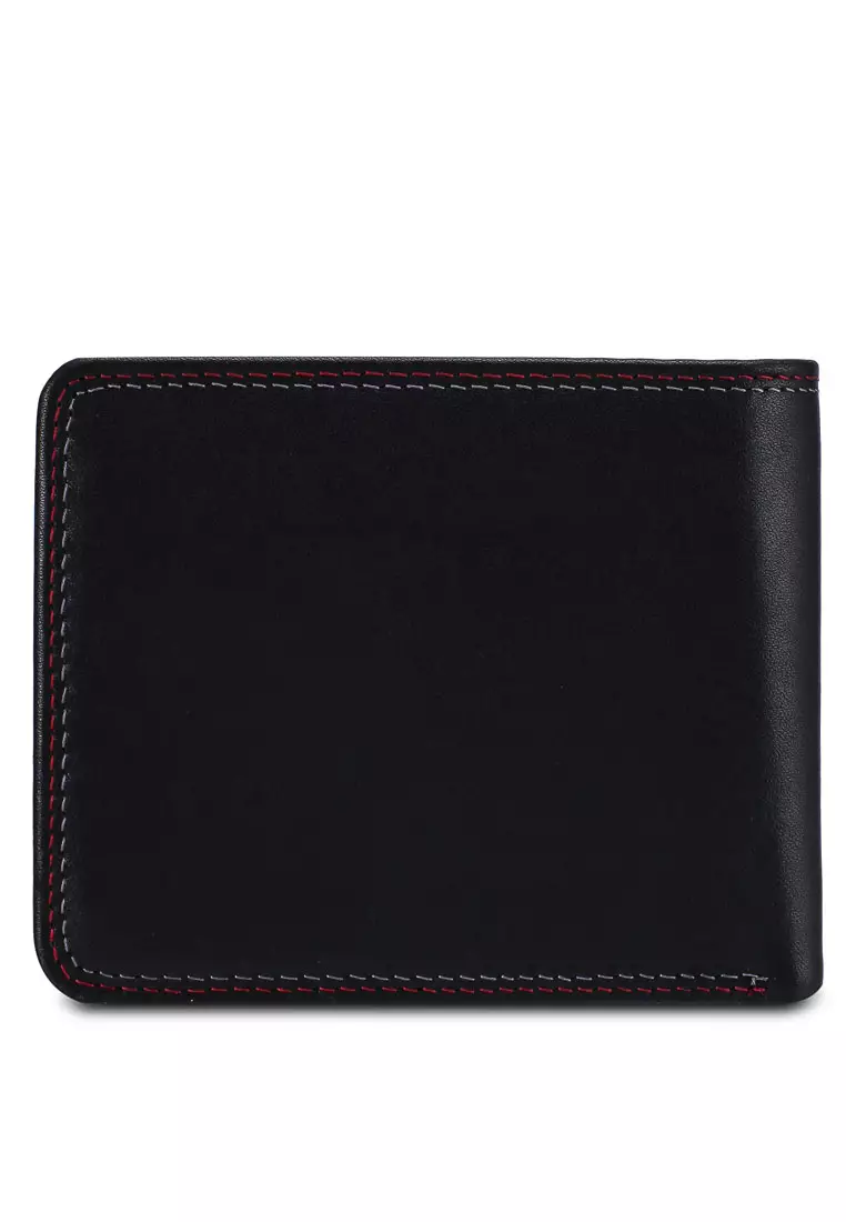 Men's RFID Genuine Leather Bi Fold Center Flap Short Wallet