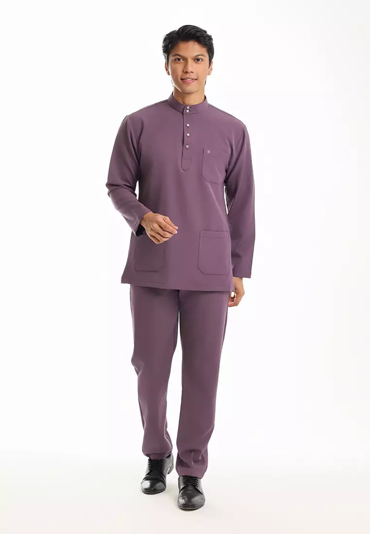 Forest x Hatta Dolmat Baju Melayu Cekak Musang Dewasa - BM23766-71Purple