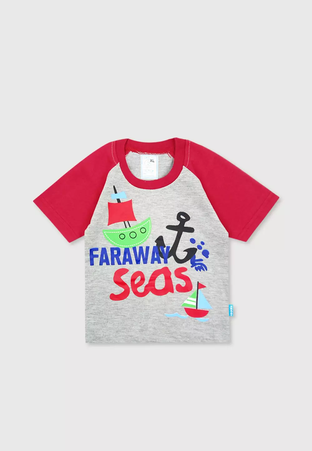 Wakakids Setelan Bayi Laki Laki Baju Lengan Pendek Anak Usia 12 Bulan Hingga 18 Bulan Set Celana Kaos Motif Anchor Sea 3094 Merah