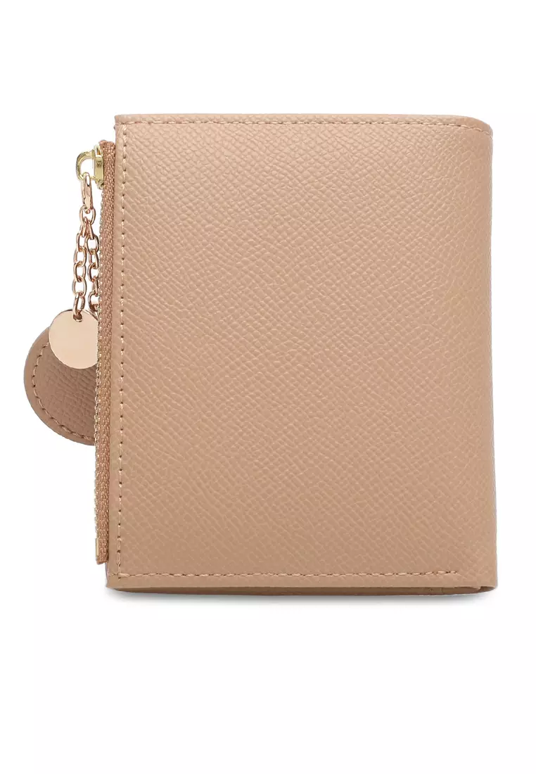 Women's Short Purse With Coin Compartment (Dompet Pendek Wanita Dengan Kompartmen Koin) - Krem