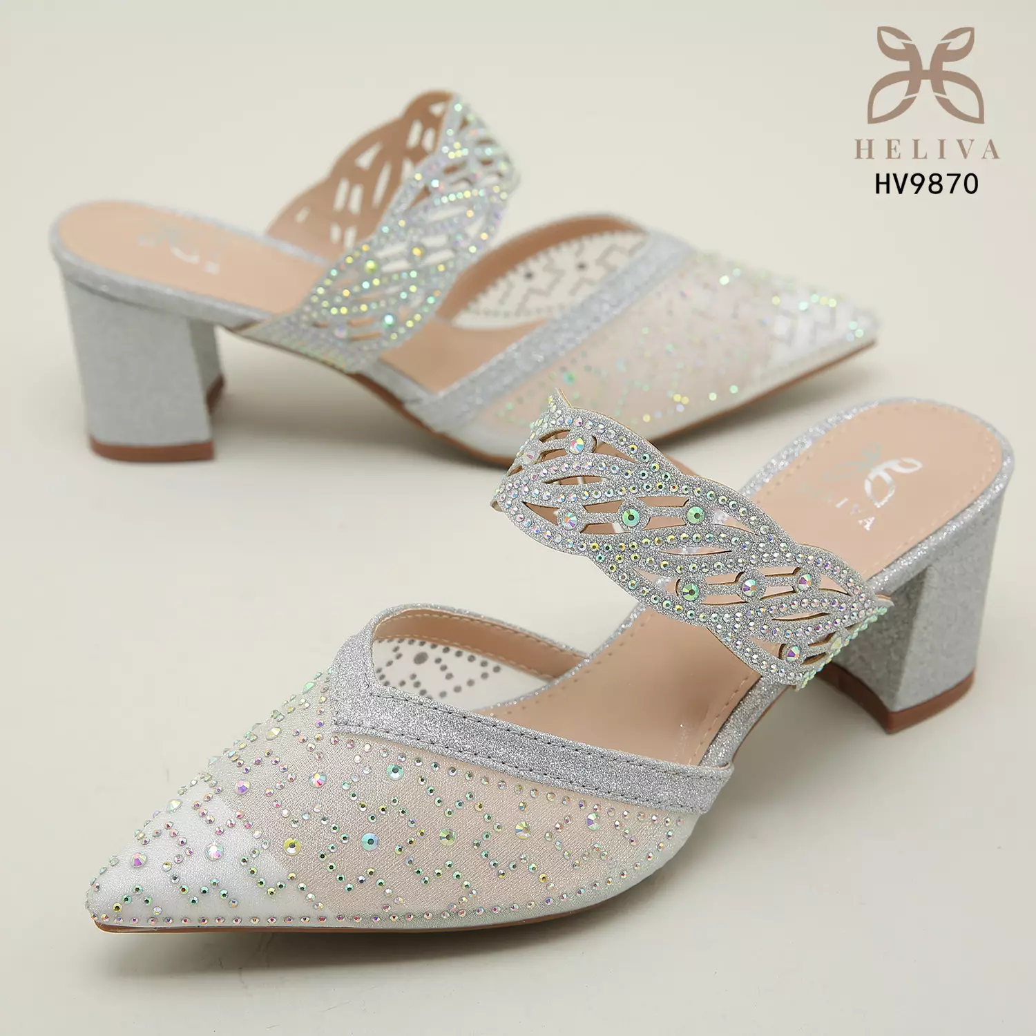 Heliva Esty High Heels Glitter Pointed Shoes Semi Transparent