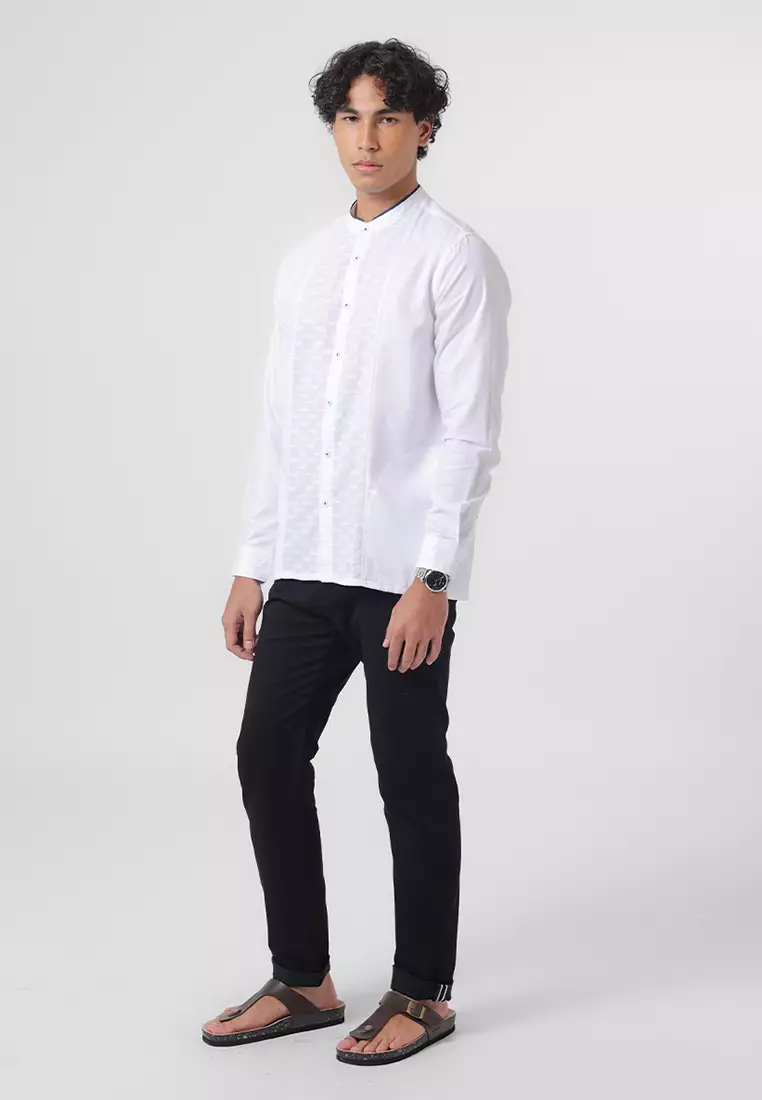 Kemeja Koko Pria Lengan Panjang Baju Muslim Pria GRISHNA WHITE