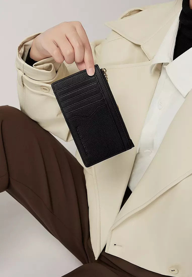 Amilie 卡包 真皮环扣小号拉链卡包 10+卡位-黑色