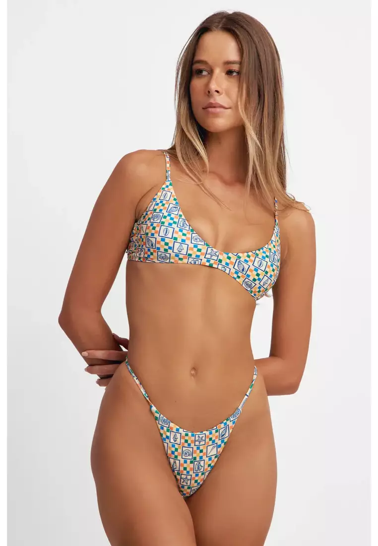 Mila Deep Scoop Neck Bikini Top / Conch Crush