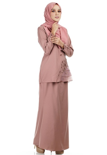 Buy Calyta Kurung with Asymmetry Layered Frill from Ashura in Brown only 230
