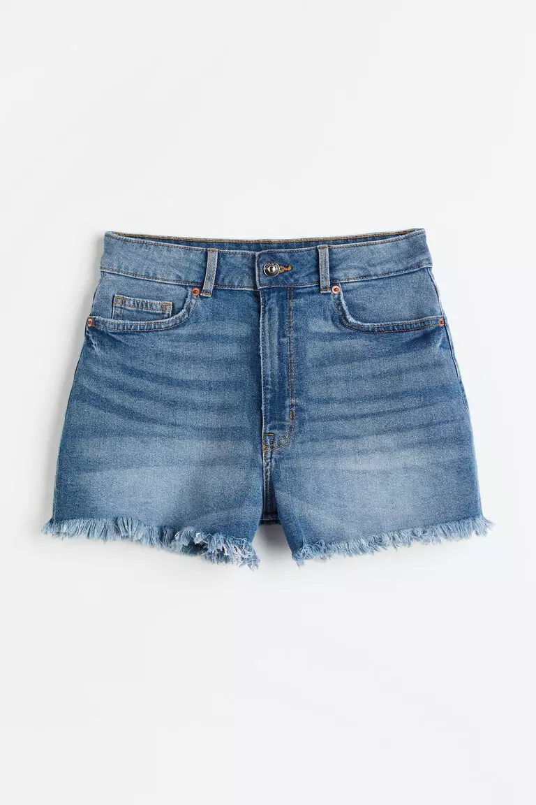 High-waisted denim shorts