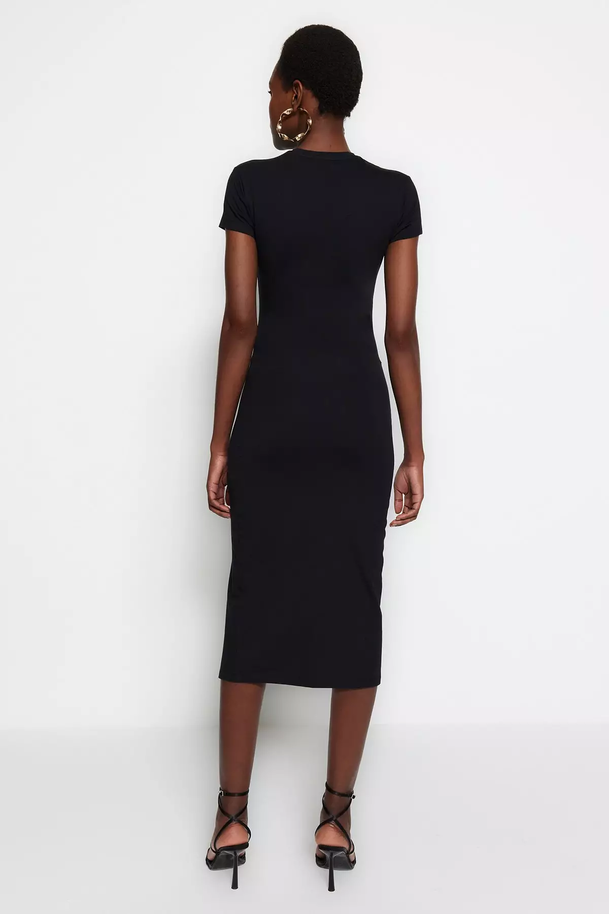 Knitted Dress with Smocks and Slit Detail