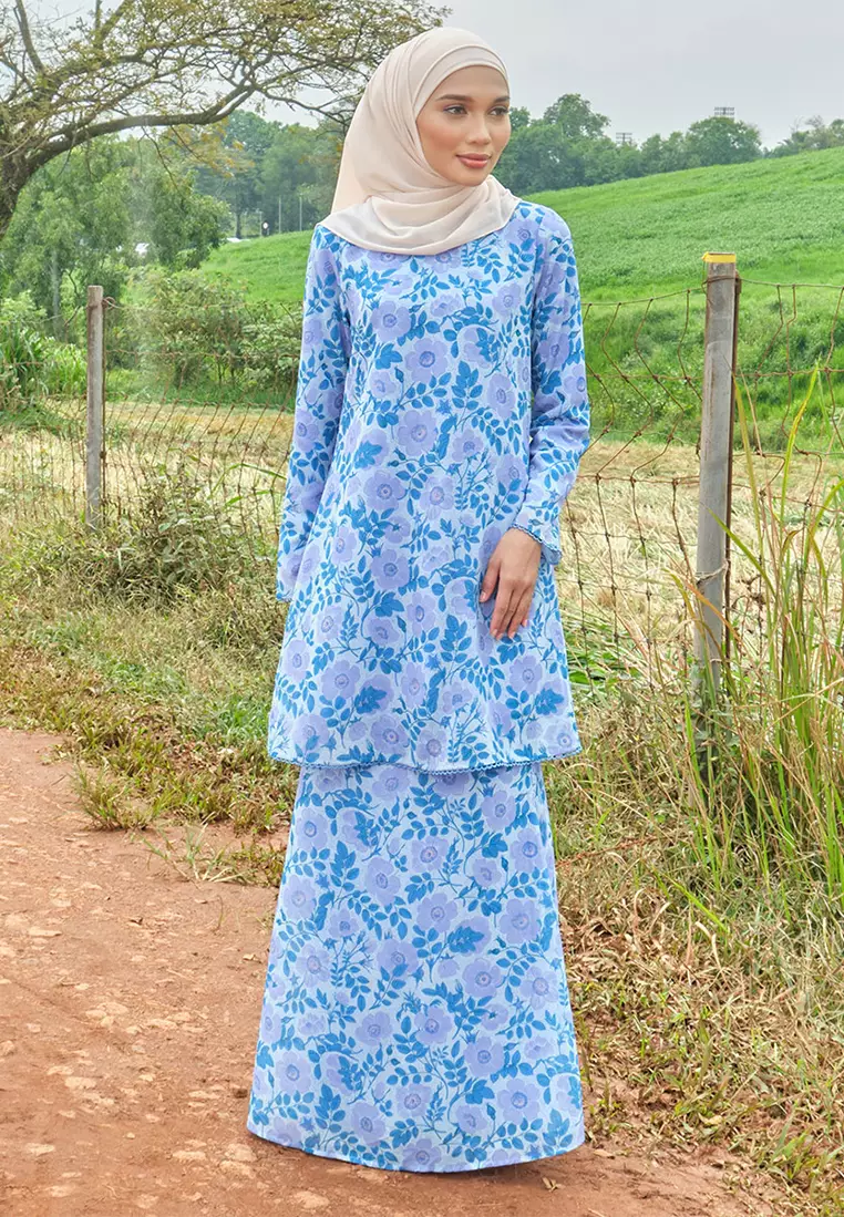 Duyong Blouse & Skirt - Blue/Purple Buttercup