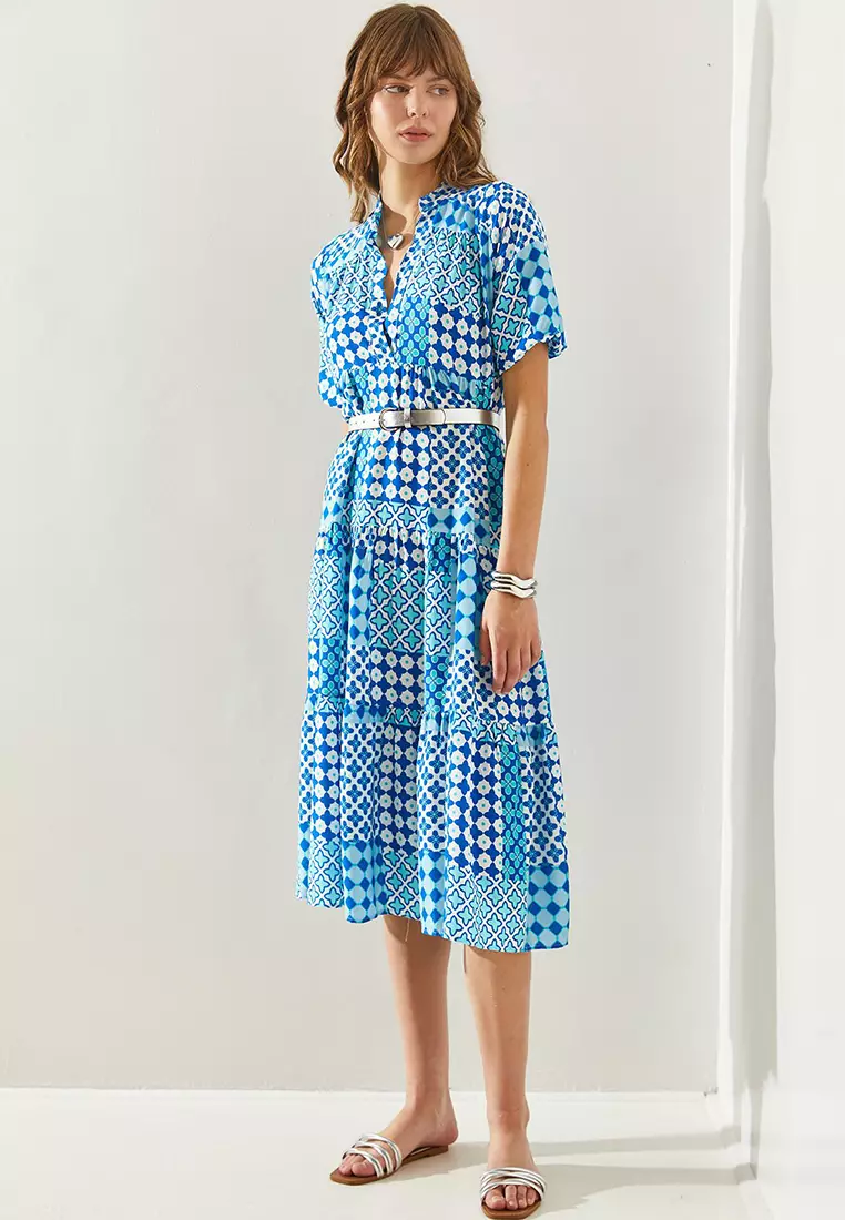 Patterned Midi Dress