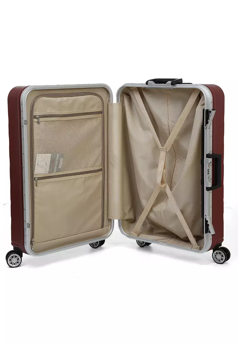 Pervaiz Koper Alumunium Frame Unisex Size 26 Inch TSA Lock System Suitcase Material Polycarbonate ORIGINAL - Red
