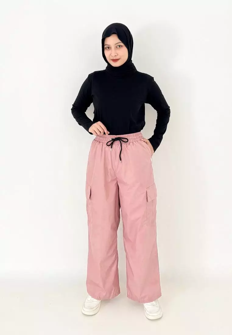 Daily Cargo Pants (Celana Panjang Kargo Muslimah) Pink