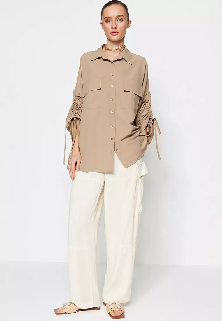 Adjustable Drawstring Detailed Shirt