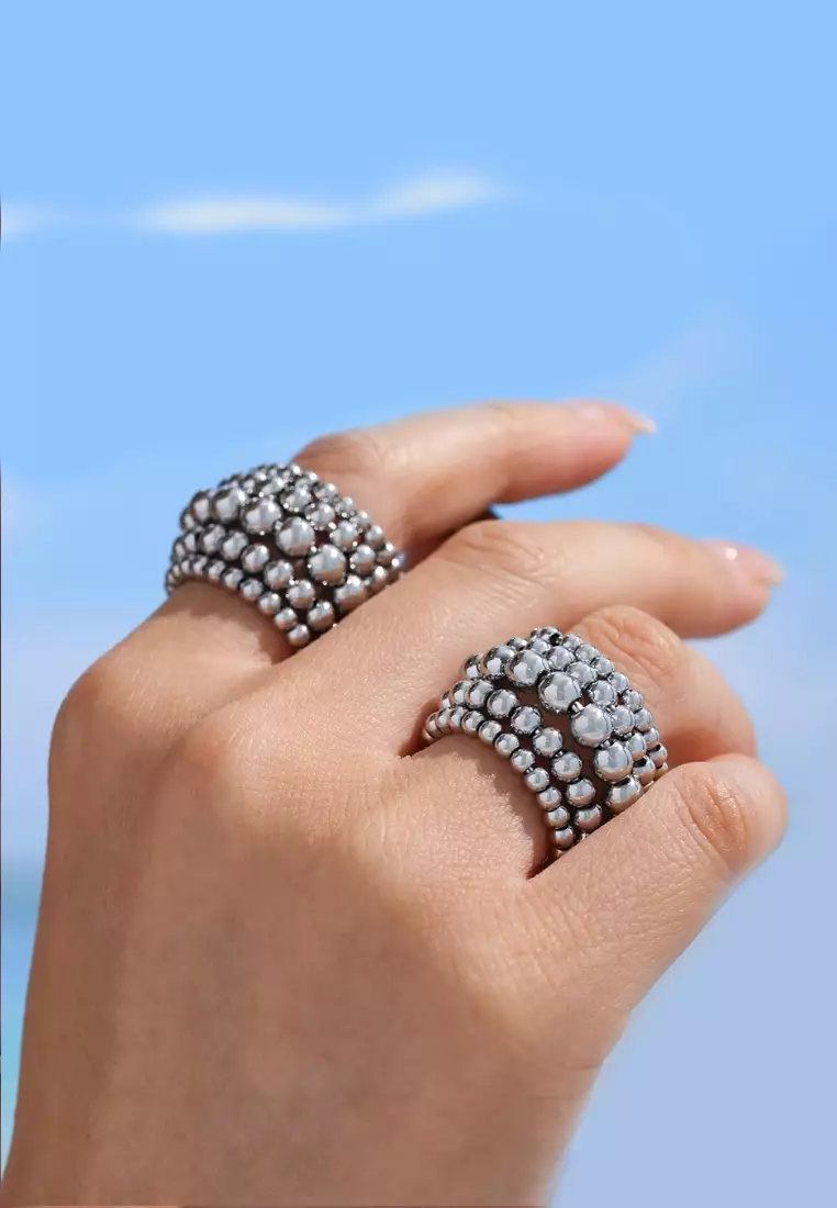 Seasonal Gift Set Value Deal - La Niçoise Ultra Light Ladies Metal Alloy Quartz Watch, Black Dial, Alloy Bracelet + Stainless Steel Trending Bubble Ring