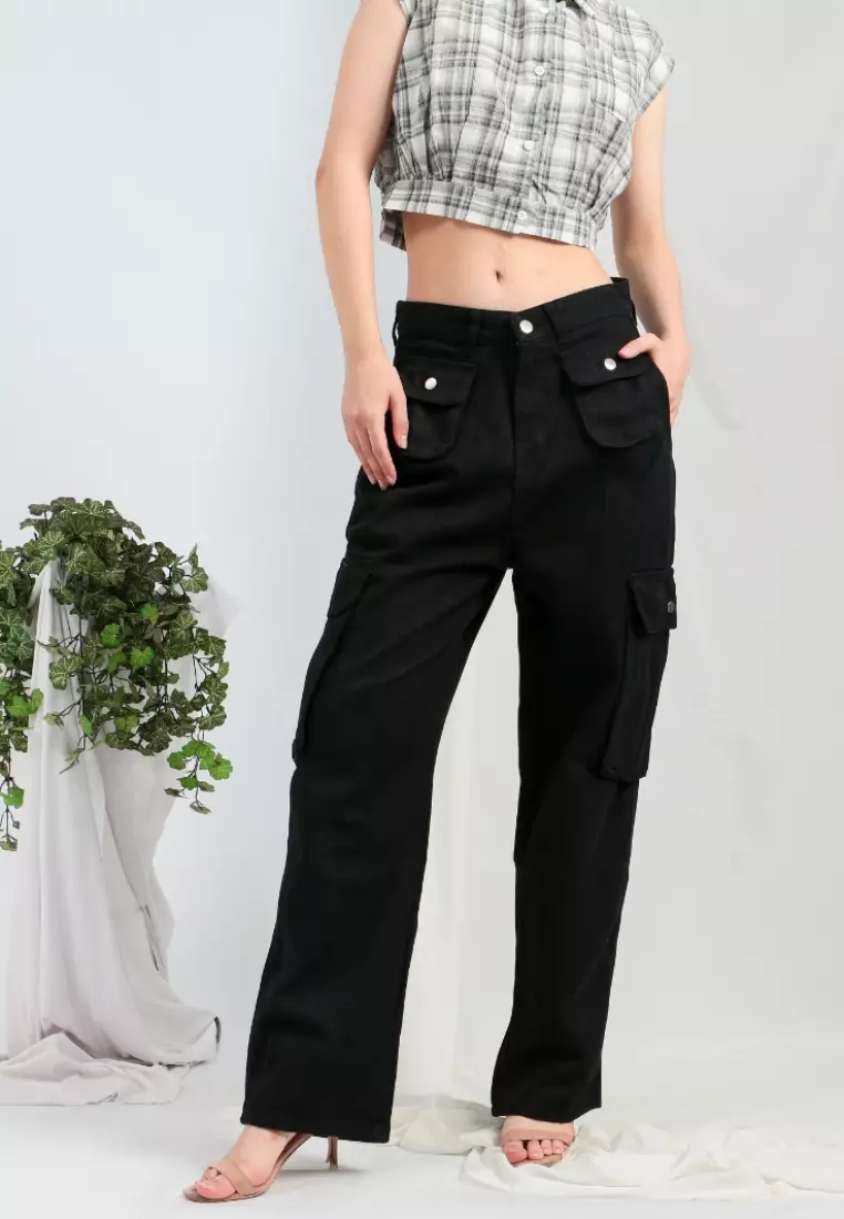 Leonar Cargo Jeans in Black