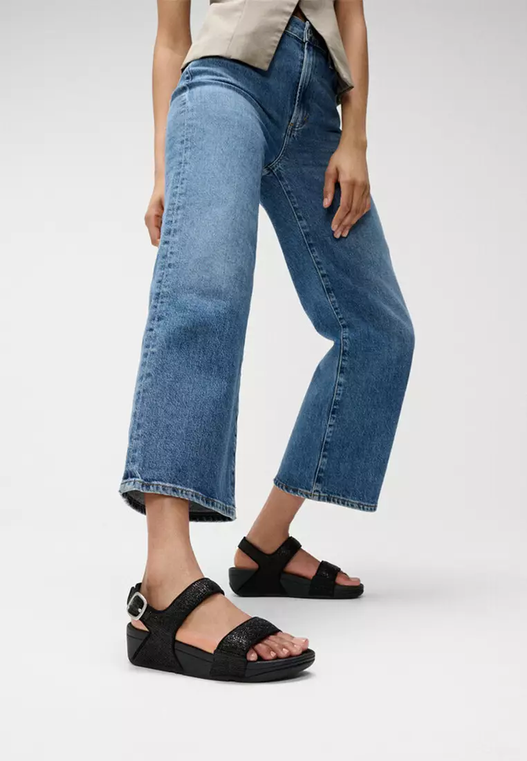 Lulu Crinkled-shimmer Back-strap Sandals