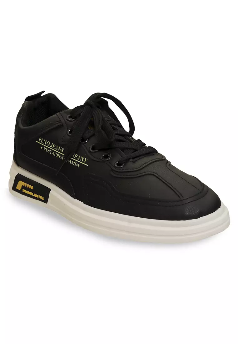 Anando Sepatu Sneakers Pria Desain Elegan Casual Shoes Ringan Material Leather ORIGINAL - Black