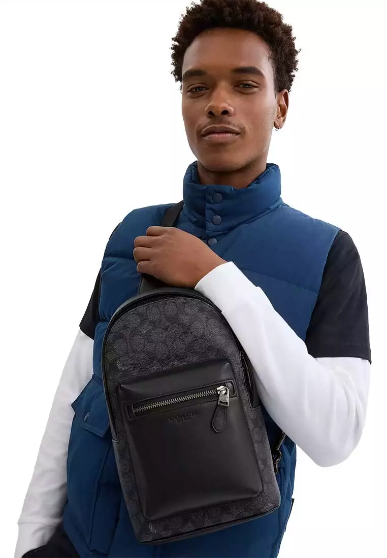 West Pack In Signature Canvas Charcoal/Black CV924