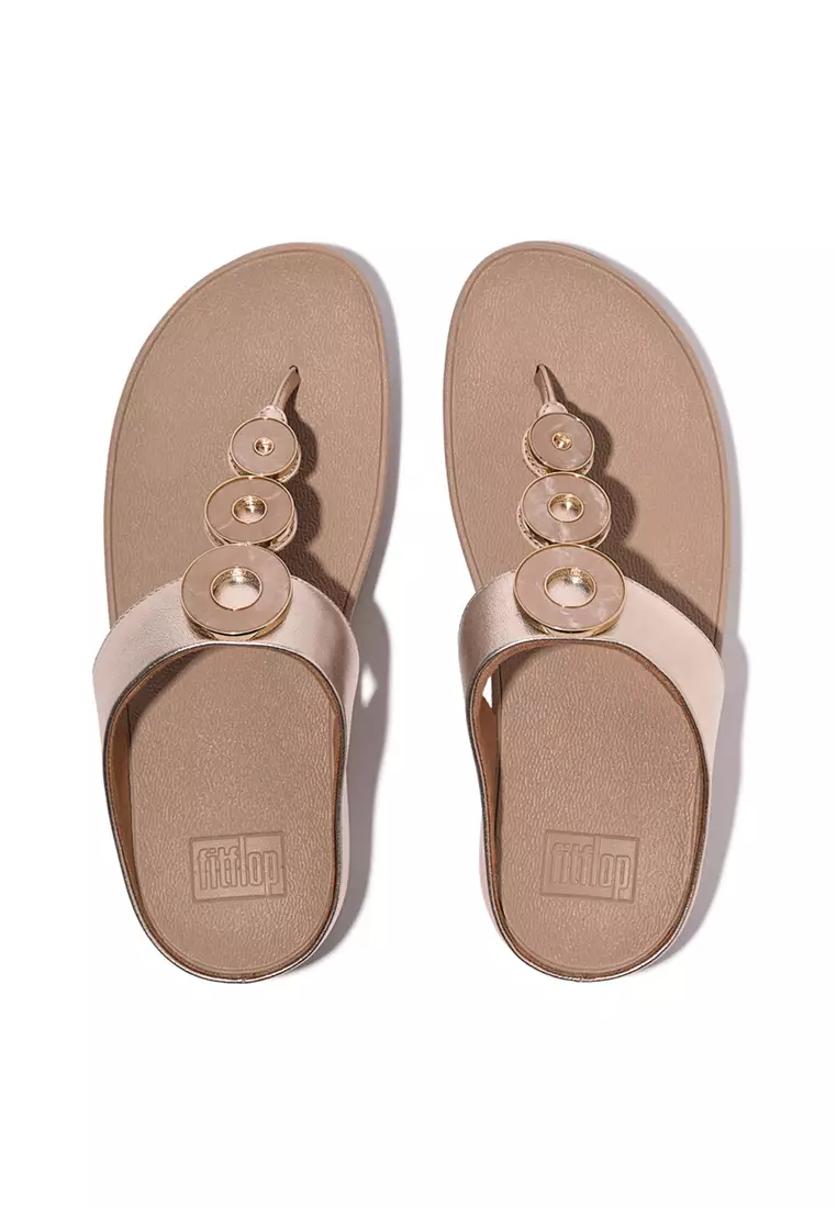 Fino Women Resin-hoop Leather Toe-post Sandals