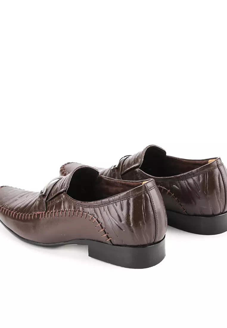 Francis Sepatu Formal Kantor Kulit Asli Pantofel Pria - Black