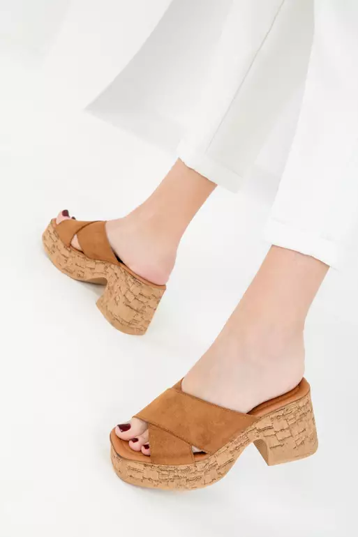 Tan Suede Women's Classic Heeled Shoes 20349