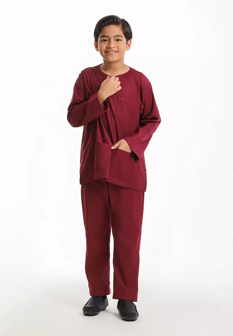 Forest x Hatta Dolmat Baju Melayu Teluk Belanga Budak - FK24104BM-56Maroon