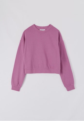 Terranova purple Women's Plain Crop Sweatshirt 952C1AAE0617FEGS_1