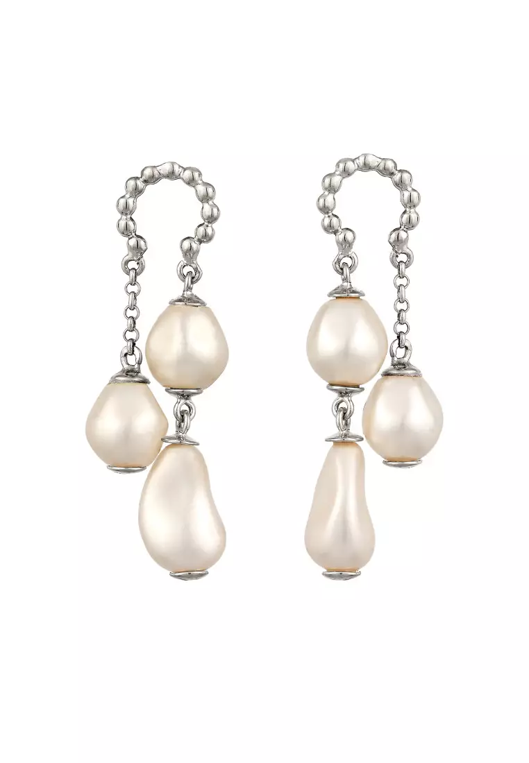 Anting Perhiasan Perak 925 Wanita Stud Synthetic Pearl