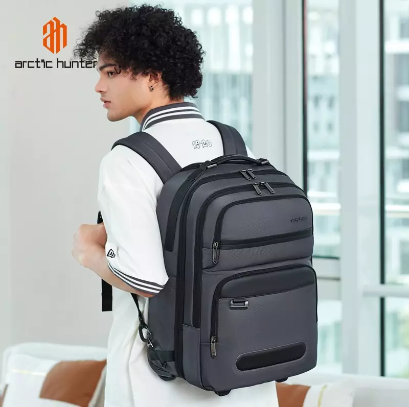Arctic Hunter LG00656-1 Tas Ransel Semi Koper Backpack Bag Laptop USB With Wheels- Grey