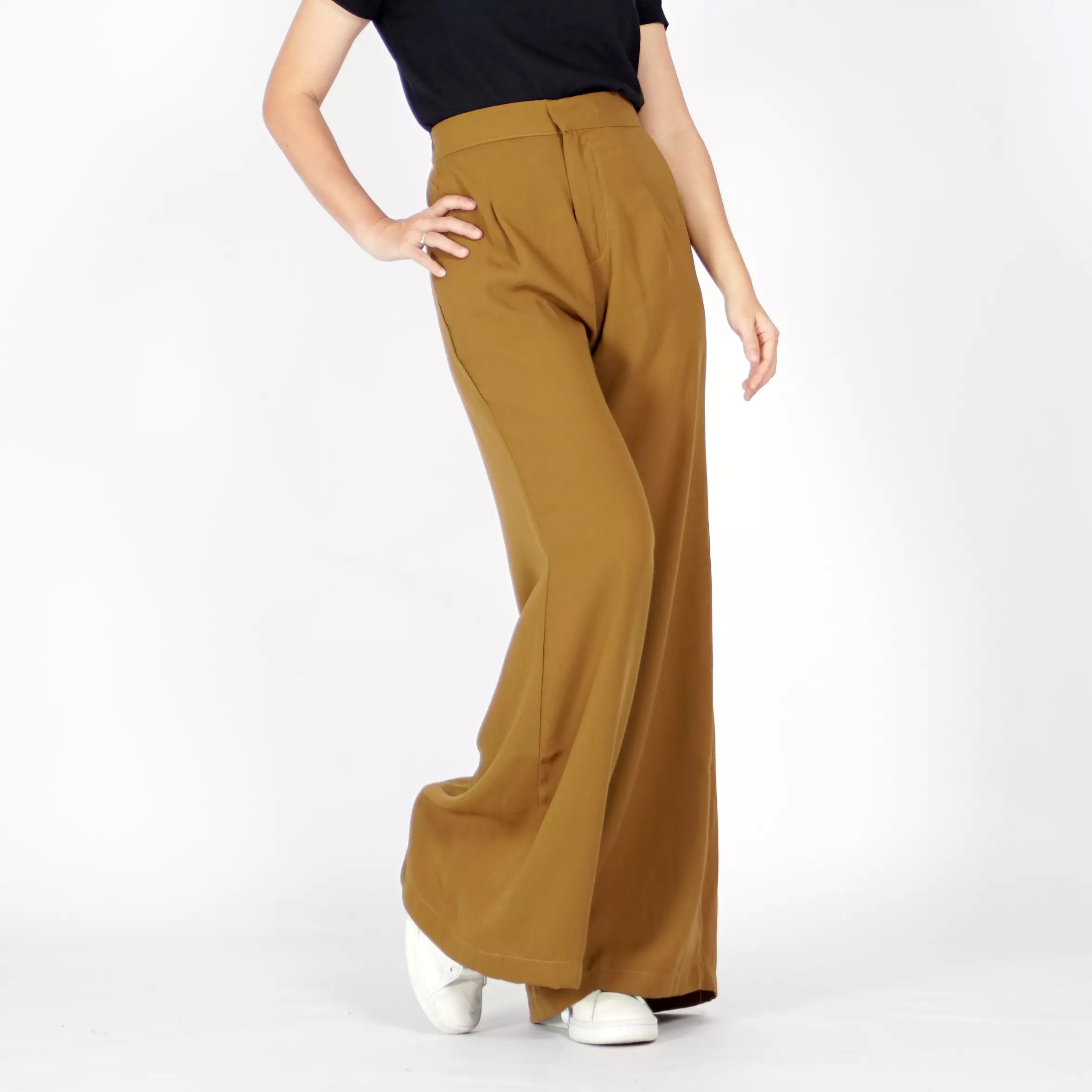  ADELINE Celana Cutbray Wanita Celana Panjang Wanita Highwaist Cullote Pants - Hazelnut