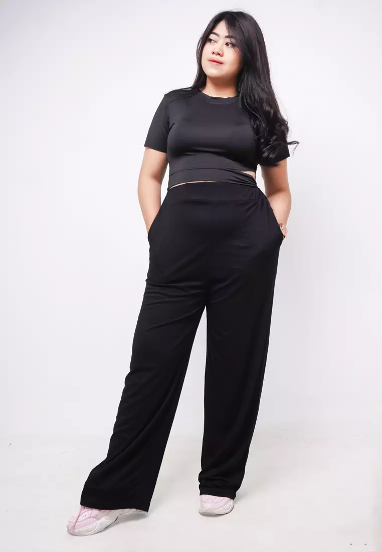 LTE17 TDLA CRWH Crop Short Sleeve Kaos Casual Wanita Polos Black