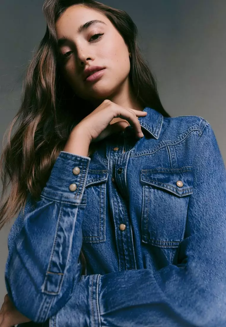 Denim Maxi Shirt Dress