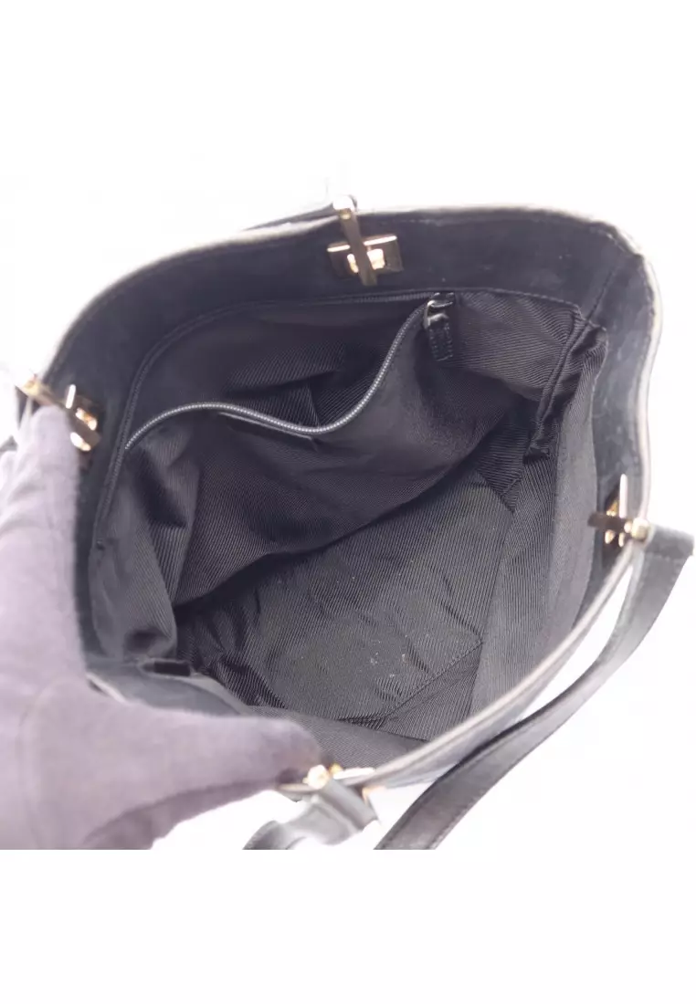 Pre-Loved Gucci GG canvas Handbag tote bag canvas leather black
