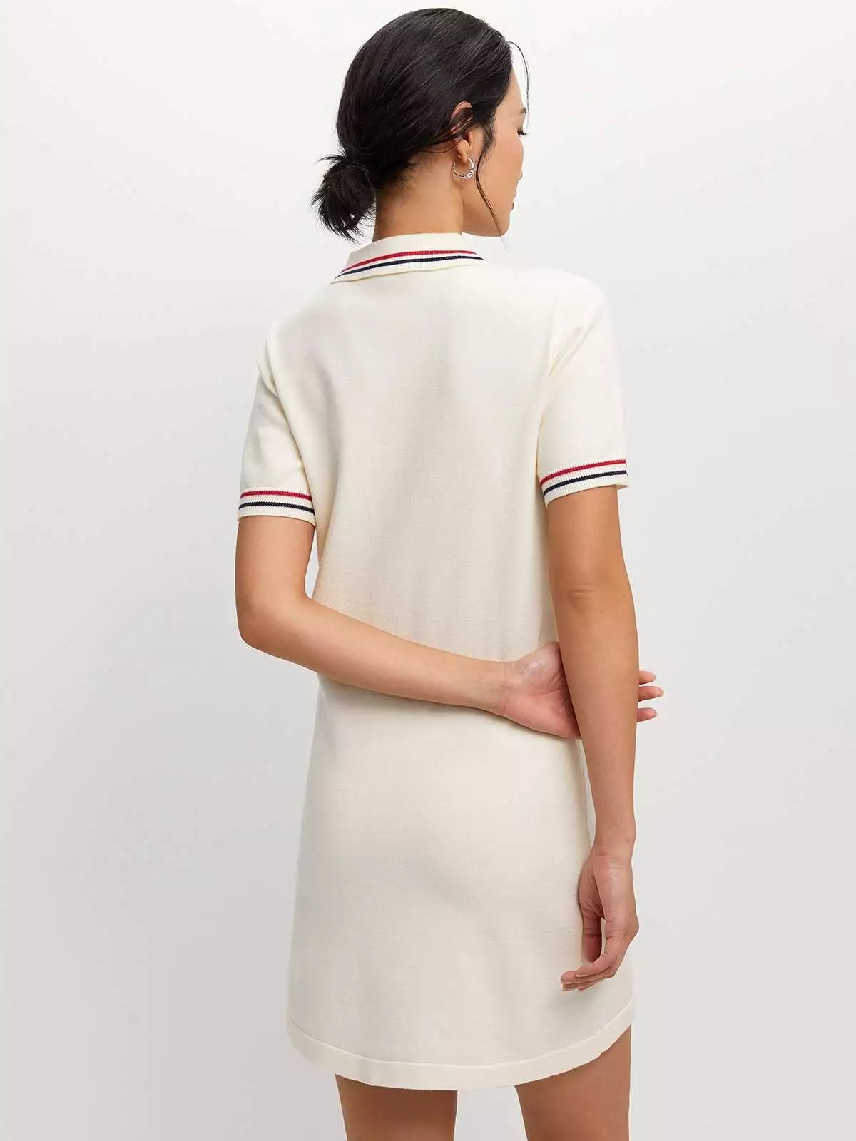 Striped Zipper Dress - Ivory