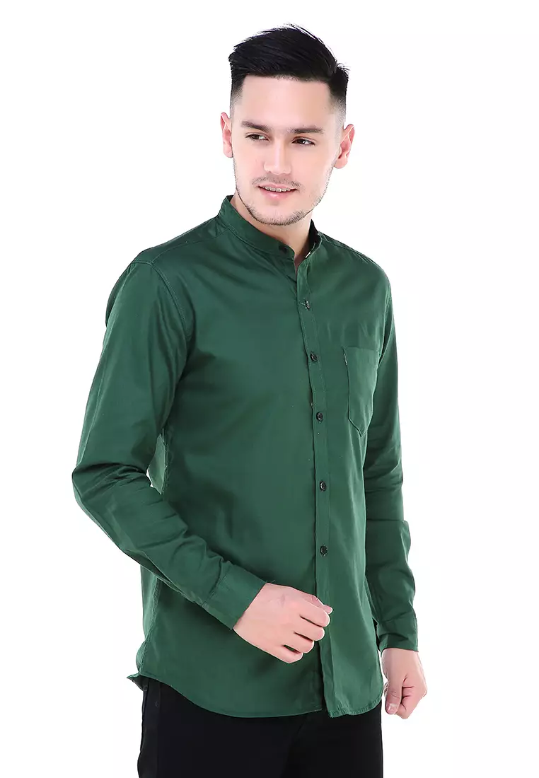 Dwan Atasan Kemeja Pria Premium Casual Formal Longsleeve Shirt Material Cotton ORIGINAL - Green