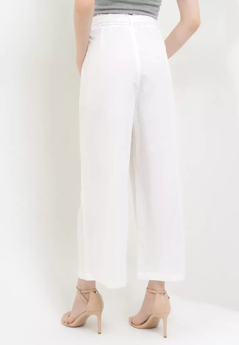 Wideleg Pants W/ Laced Belt And Side Pockets