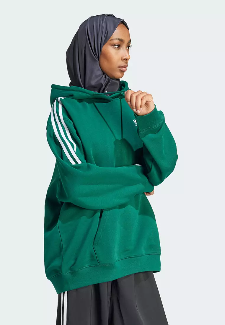 Womens adidas 3 stripe hoodie hotsell